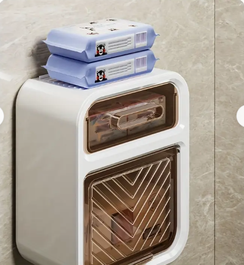 Bathroom Adhesive Waterproof Wall-mounted Roll Toilet Paper Dispenser Luxury Toilet Tissue Holder Plastic Tissue Storage Box